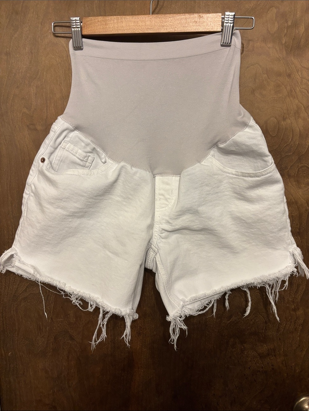Old Navy White High-Waist Maternity Denim Shorts